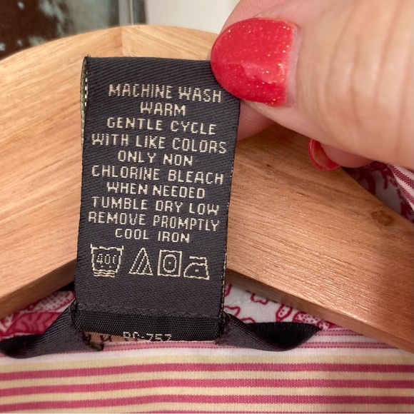 Van Heusen Shirt Womens Large Pink Multicolor Striped Button Up Long Sleeve Top - Picture 3 of 7